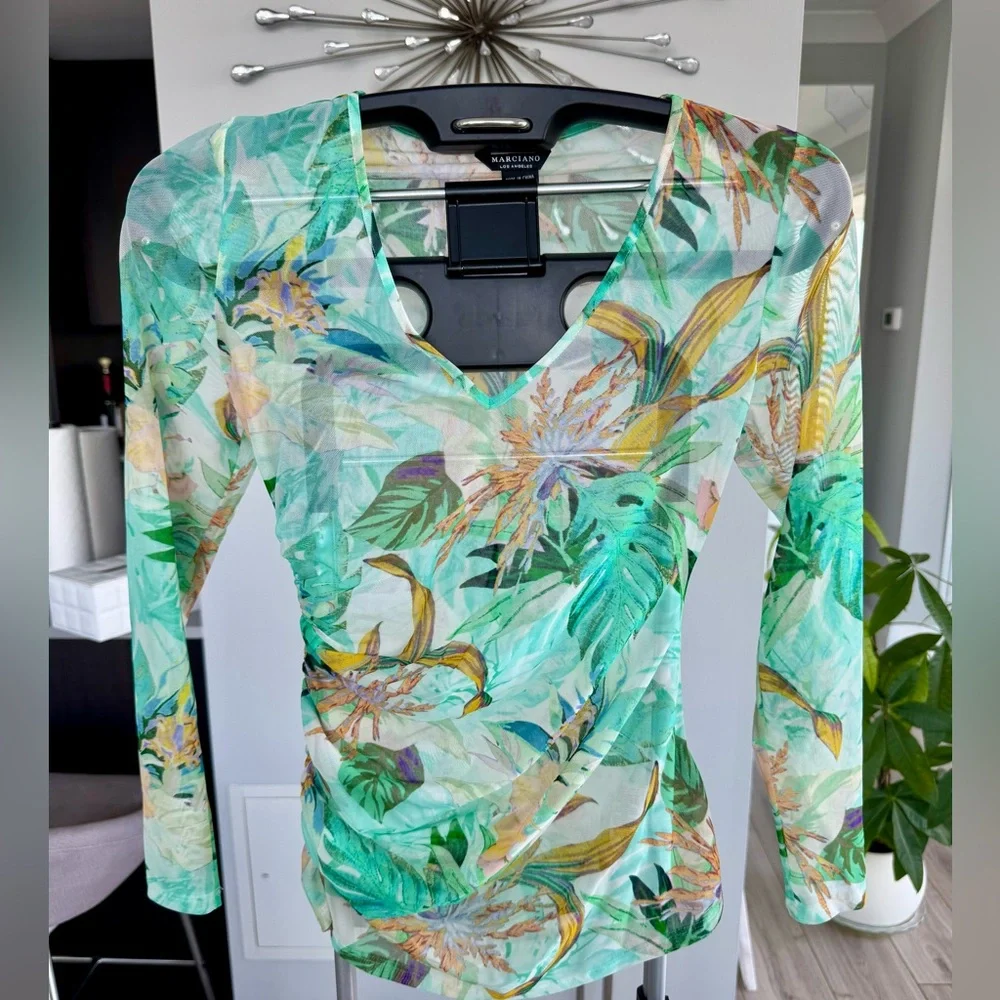 MARCIANO by GUESS Sheer Floral Mesh Top - Picture 4 of 8